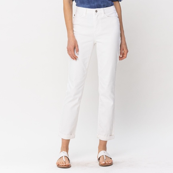 Judy Blue | Jeans | Judy Blue High Waisted Double Cuff White Boyfriend ...